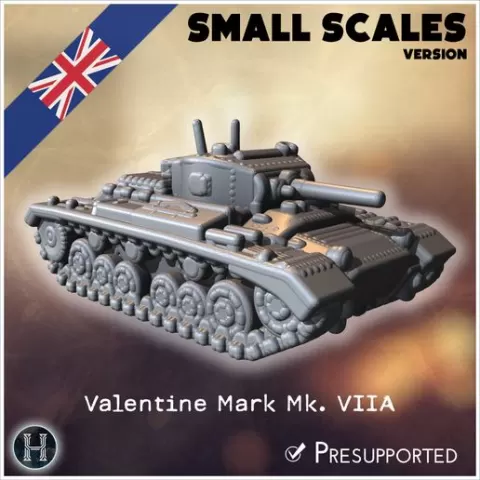 Valentine Mark Mk. VIIA infantry tank (small scales version) - UK United WW2 Kingdom British England Army Western Front Normandy Africa Bulge WWII D-Day