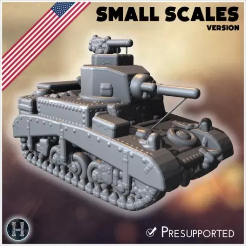M3 Stuart I light tank (small scales version) - USA US Army Western Front Normandy Africa Bulge WWII D-Day