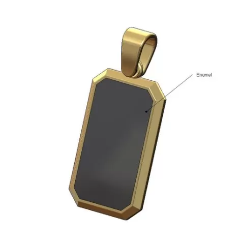 Enamel rectangular emrald shaped pendant charm with bail 3D print model