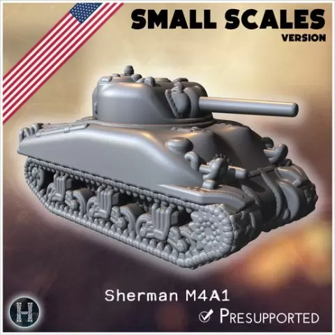 Sherman M4A1 (small scales version) - USA US Army Western Front Normandy Africa Bulge WWII D-Day
