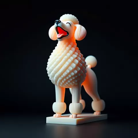 2742 Laughing Poodle Totem - Full-Body Colorful 3D Model, pug, dachshund, poodle, cat, kangaroo, bear, beagle, peacock, lion, fox, bull terrier, pomeranian, galgo, wolf, doberman pinscher, newfoundland, elephant, crocodile, monkey