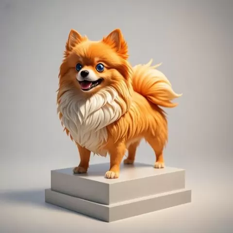 2741 Laughing Pomeranian - Full-Color 3D Model, pug, dachshund, poodle, rooster, dog, dogue, beagle, peacock, lion, fox, bull terrier, pomeranian, galgo, wolf, doberman pinscher, newfoundland, decorative, crocodile
