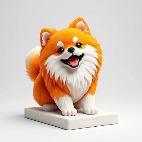 2740 Laughing Pomeranian - Full-Color 3D Model, pug, dachshund, poodle, rooster, dog, dogue, beagle, peacock, lion, fox, bull terrier, pomeranian, galgo, wolf, doberman pinscher, newfoundland, decorative, crocodile