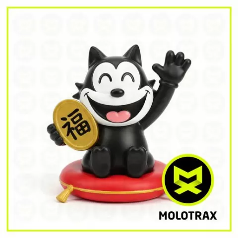 Lucky Felix the Cat Vintage Cartoon Fortune (Fú) Maneki Neko Style 3D Model STL Print Ready Figurine