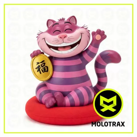 Lucky Cheshire Cat Disney Alice in Wonderland Fortune (Fú) Maneki Neko Style 3D Model STL Print Ready Figurine