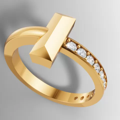 Tiffany Style T Diamond Ring 3D Model STL 3DM | Channel Set Band CAD File for 3D Printing Jewelry Casting
