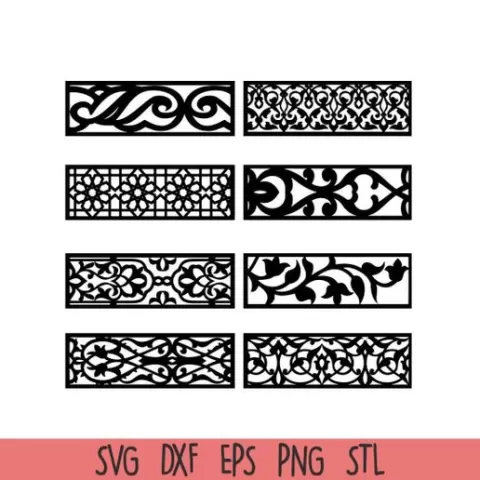 Ornamental Bookmark Set – Decorative Panel 3D Model Collection