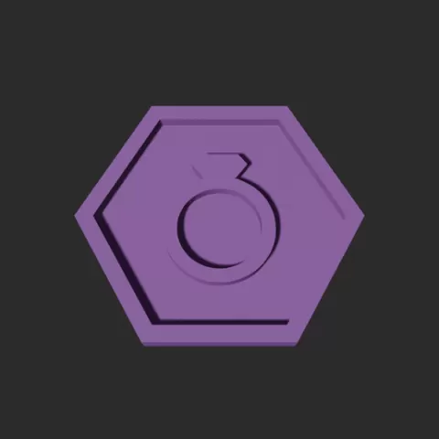 Ring Symbol Hexagon – 3D Printable Game Token