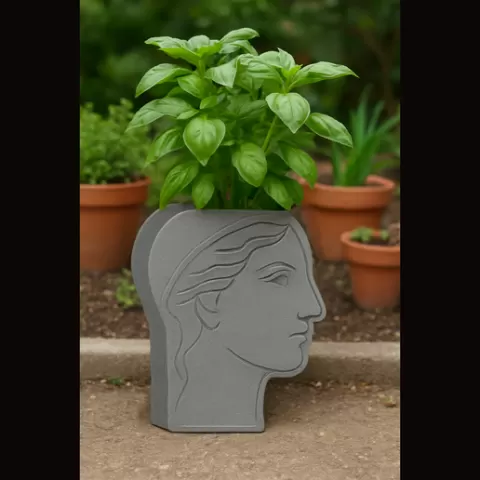 Flower, plant pot - Classical Greek beauty profile, female - Vase, Pen holder, ornament