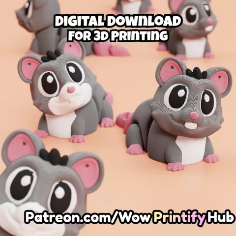 Articulated Mouse STL & 3MF – Flexi Fidget Toy for 3d printing Print in place, no supports by WowPrintifyHub