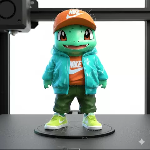 Bulbasaur STL – Chibi Pokémon in Streetwear – 3D Printable Fan Art – Sneaker Style Model for Collect