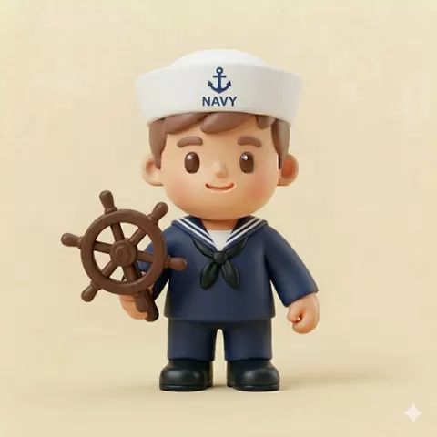 navy sailor Kawaii Keychain 3D model