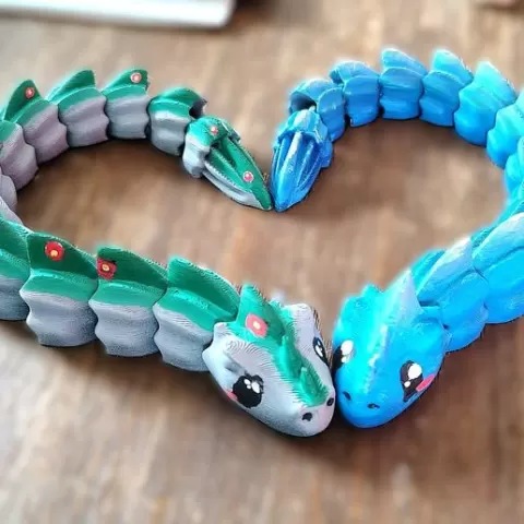 Cute Flexi Snake - Kawaii Articulating Fidget Toy - Adorable Print-in-Place Serpent, No Supports