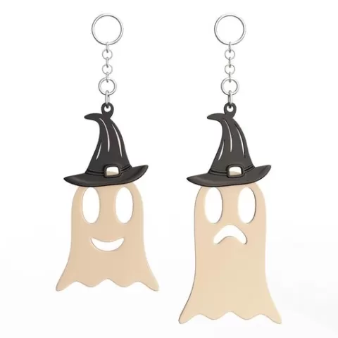 Ghost Charm with Hat Keychain-Cute Flexi Print-in-place Fidget with 3MF included.(No Supports and no Rafts)