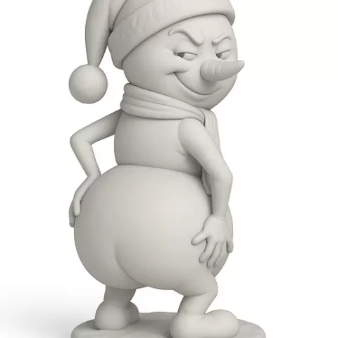 Cheeky Snowman STL | Funny Christmas 3D Print | Naughty Holiday Figurine With Base