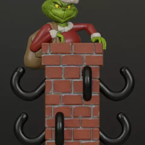 Grinch Key Holder STL - 3D Christmas Grinch Key Holder - Christmas Grinch Key Holder