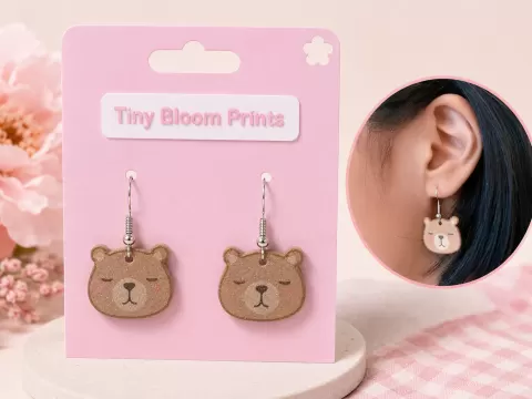 Sleepy Capybara Dangle Earrings