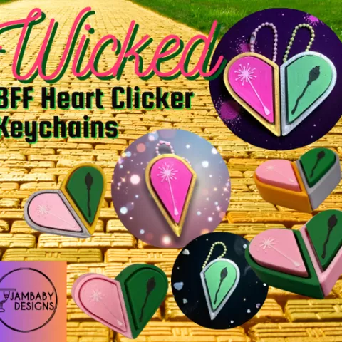 BFF Heart Clicker Keychains-- Wicked Edition!!