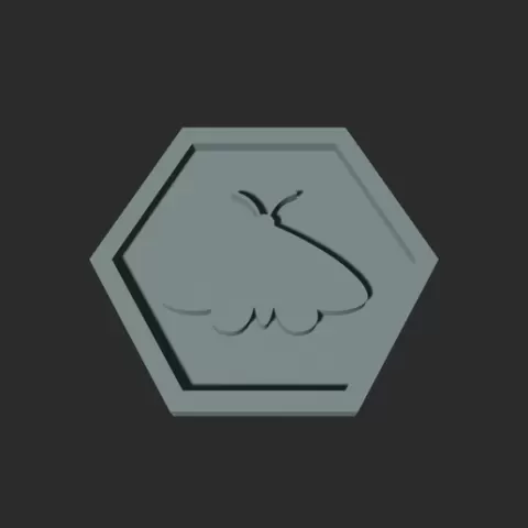 Moth Hexagon – 3D Printable Game Token