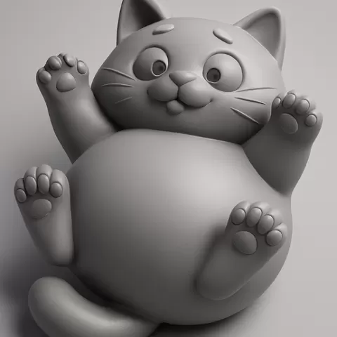Round Cat Rolling on Back