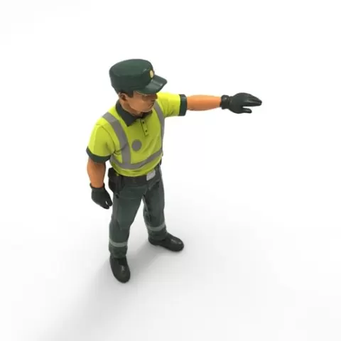 Traffic Police Officer Slowing Down Vehicles 1/32 Scale – Road Control Figure for Diorama