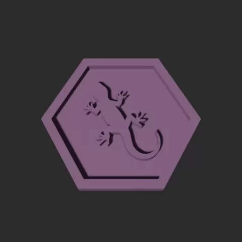 Lizard Hexagon – 3D Printable Game Token