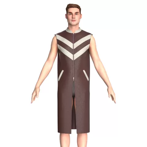 Men Sleeveless Leather Jacket | Marvelous / Clo3d / obj / fbx