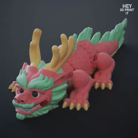🐉 Little Imperial Dragon – Chinese Mythical Articulated Print-in-Place Toy STL