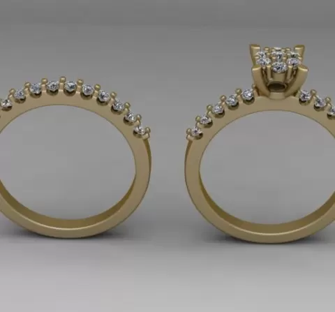 Diamond Wedding Ring Set 3D Printable Model