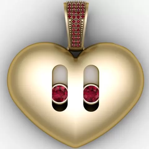 Golden Heart Ruby Pendant 3D Printable Model