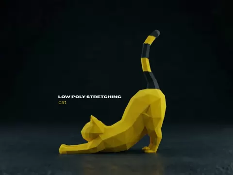 Low Poly Stretching Cat