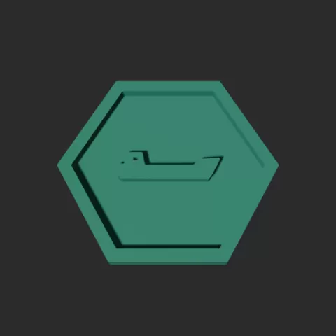 Landing Ship Hexagon – 3D Printable Game Token