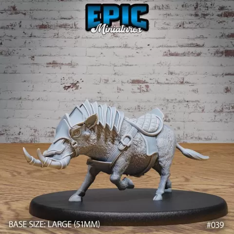 Boar Mount Running / Wild Pig / Boar Animal / Evil Horned Beast / Wereboar / Bulky Creature / Herd Encounter by Epic-Miniatures