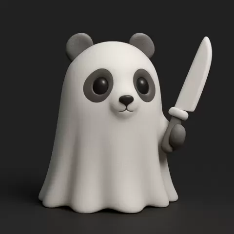Funny Ghost Panda with Knife