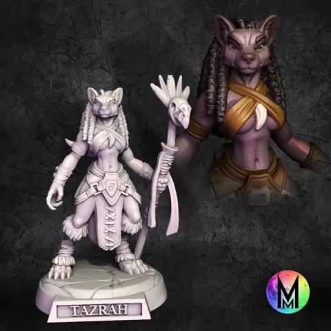 Gnoll Druid - Tazrah the Gnoll ( Gnoll female or wolf girl) by Moonlight Minis- Christine Van Patten