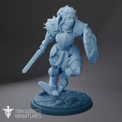 Maag the Orc Warrior ( Female Orc Soldier / Orc Fighter / Orc Warrior with Sword & Shield / Female Orc Cleric / Paladin / Worlds Beyond Brawl / One Page Rules OPR Compatible ) by Twin Goddess Miniatures