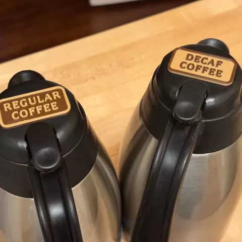 Carafe labels by Stephanie Cervi