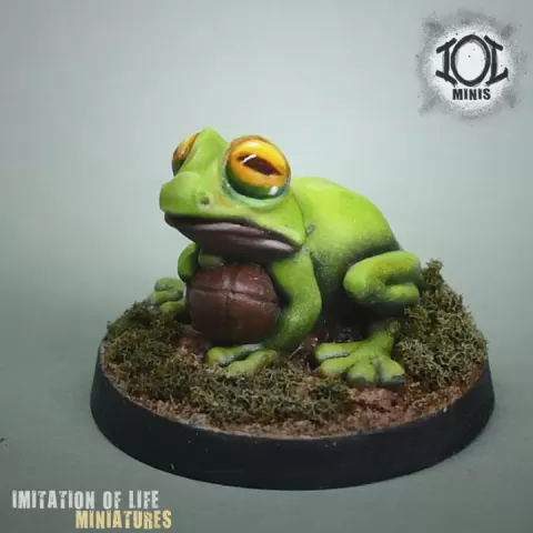 Froggy with a football by Imitation of Life Miniatures