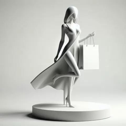 Lady with Shopping Bag | Black Friday 3D Model | Fashion Scene | High Detail 3D Print Object