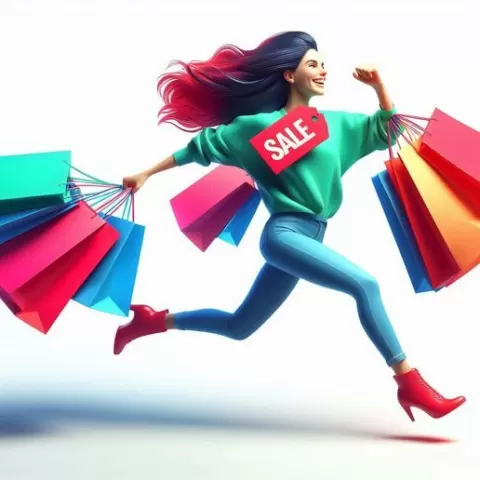 Lady with Shopping Bag | Black Friday 3D Model | Fashion Scene | High Detail 3D Print Object