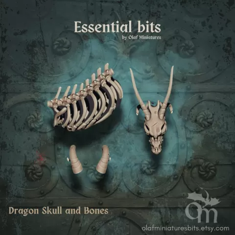 Dragon Skull and Bones by Olaf Miniatures Bits