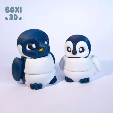 Penguin - flexi - articulated - cute - STL file for 3D printing - print in place - Includes STL and 3MF files. by Boxi3d