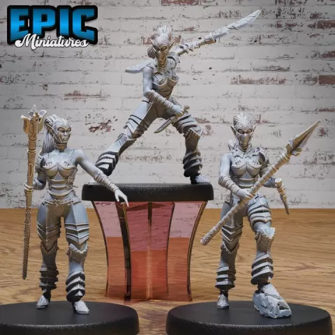 Dark Elf Gladiator Female Set / Elven Fighter / Elvish Warrior / Forest Nature Guard / Woodland Spirit / Underdark Encounter by Epic-Miniatures