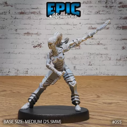 Dark Elf Gladiator Female Attack / Elven Fighter / Elvish Warrior / Forest Nature Guard / Woodland Spirit / Underdark Encounter by Epic-Miniatures