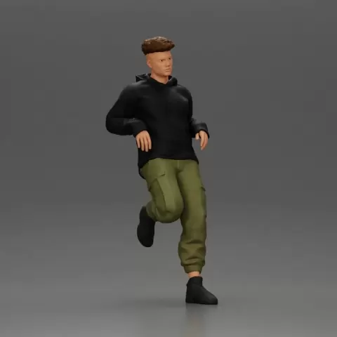 Man in Black Hoodie Casually Leaning Against a Stylish Car by 3DGeschaft Miniatures Figures
