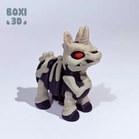 Skeleton Unicorn - flexi - articulated - cute - STL file for 3D printing - print in place - Includes STL and 3MF files. by Boxi3d