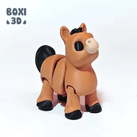 Horse - flexi - articulated - cute - STL file for 3D printing - print in place - Includes STL and 3MF files. by Boxi3d
