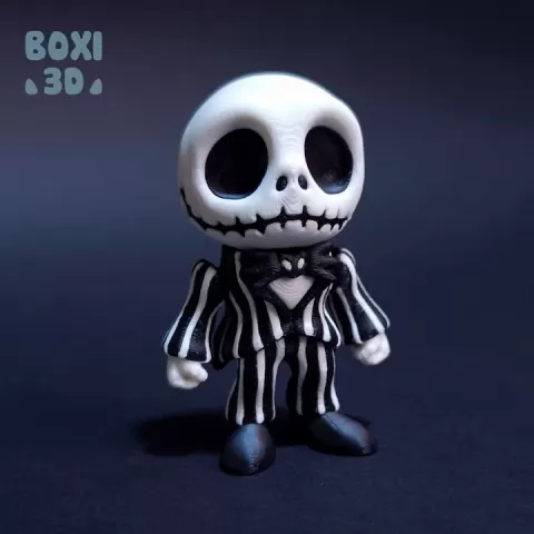 Jack Skellington - flexi - articulated - cute - STL file for 3D printing - print in place - Includes STL and 3MF files. by Boxi3d