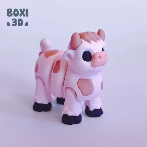 Little Cow - flexi - articulated - cute - STL file for 3D printing - print in place - Includes STL and 3MF files. by Boxi3d