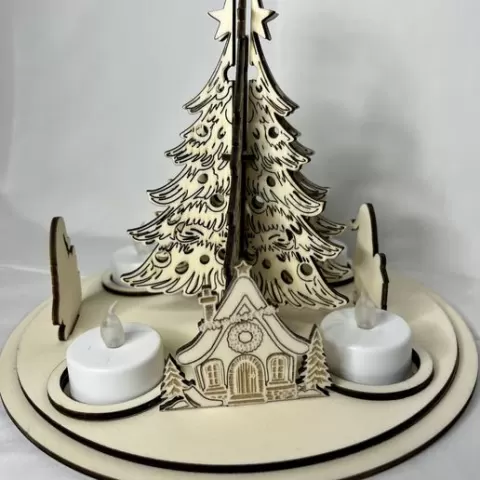 Laser Cut File Christmas tree tealights
